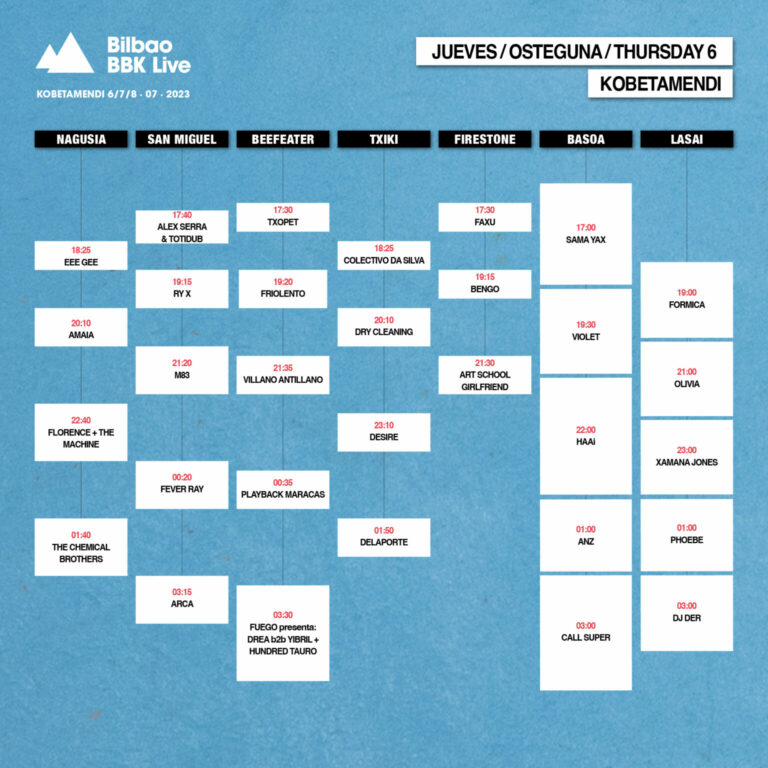 Horarios Bilbao BBK Live jueves 6 julio 2023 1 768x768