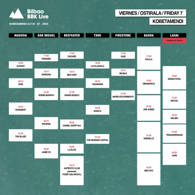 Horarios Bilbao BBK Live viernes 7 julio 2023 768x768