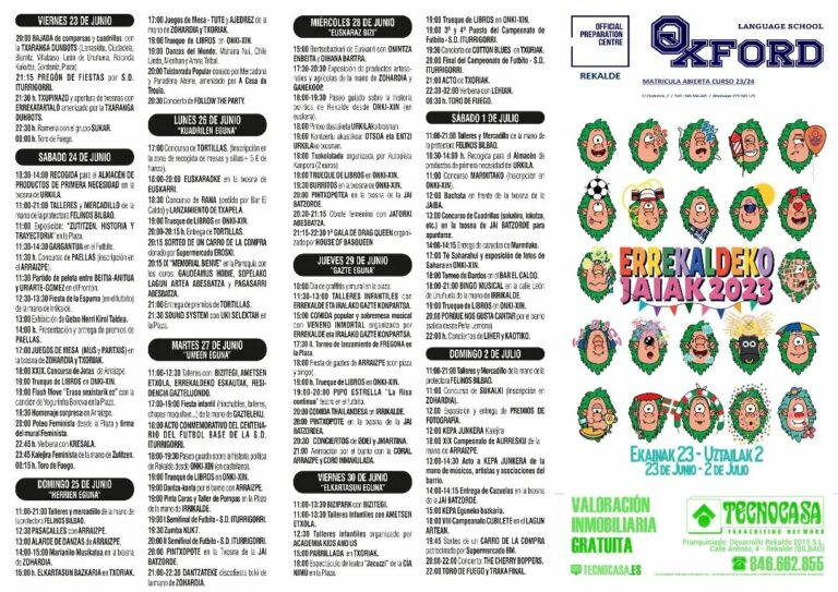 Programa Fiestas de Rekalde 2023 768x543