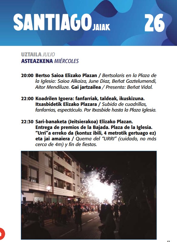 Programa Fiestas de Gorliz 26 julio 2